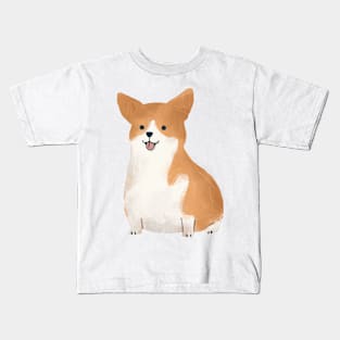 Cute Corgi Watercolor Illustration Kids T-Shirt